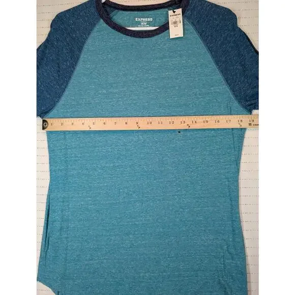 Express Baseball Raglan Shirt Colorblock Long Sleeve Casual Mens Medium - Picture 6 of 7